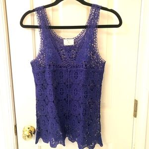 Urban Outfitters Blue Crochet Tank